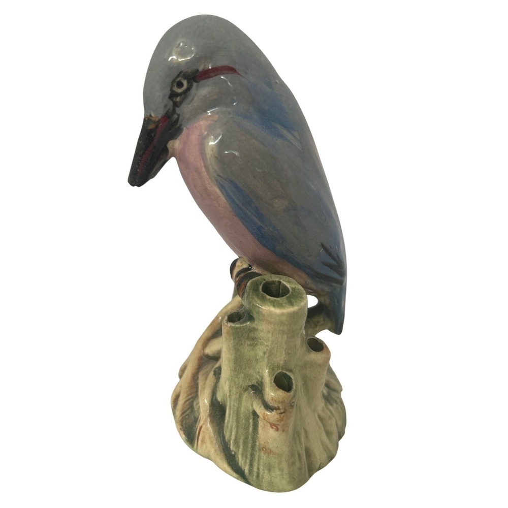 1915 Vintage Weller Kingfisher Bird‎ Flower Frog